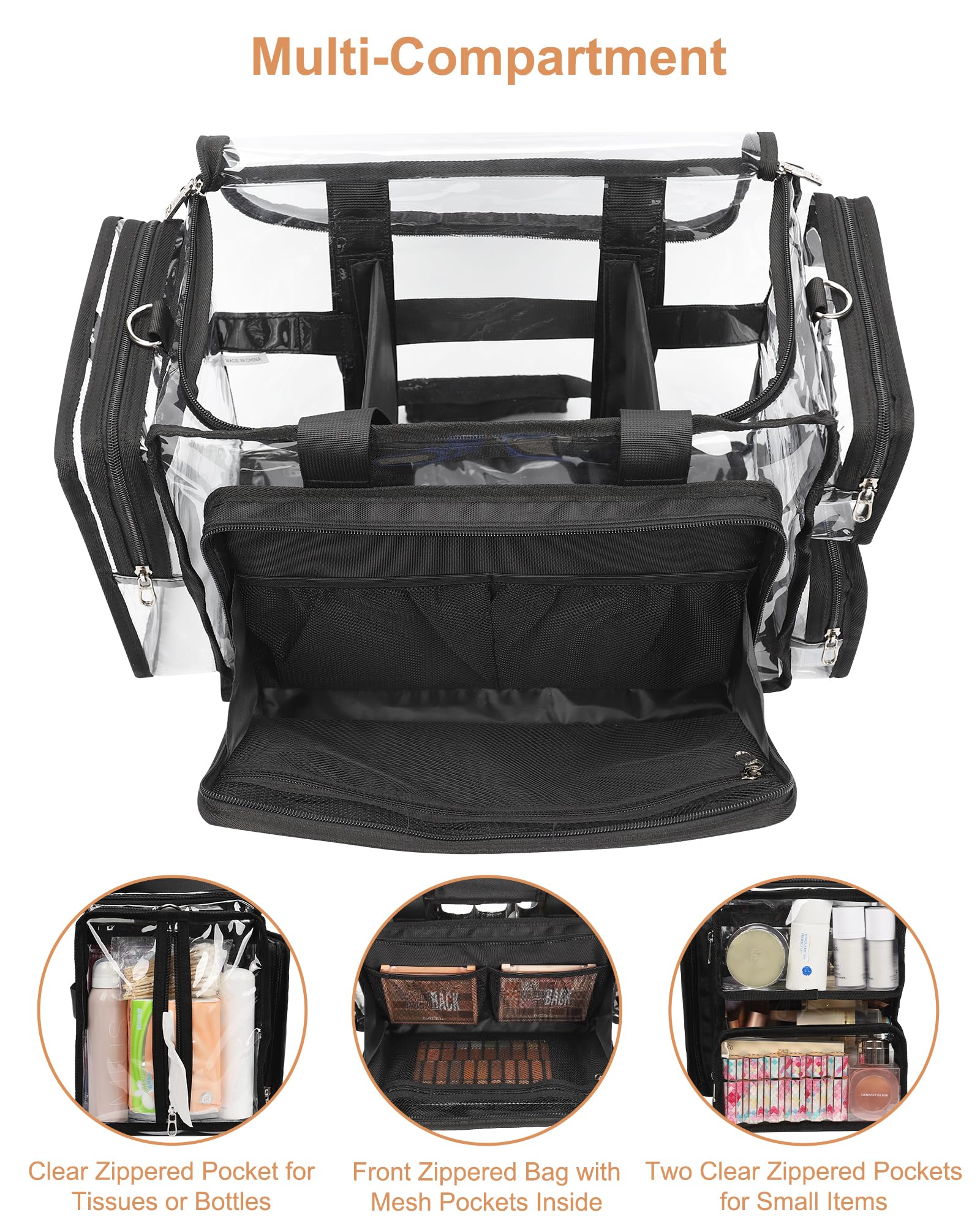 Relavel clear makeup bag versatile organizer for MUA, toiletries, travel, or gym.