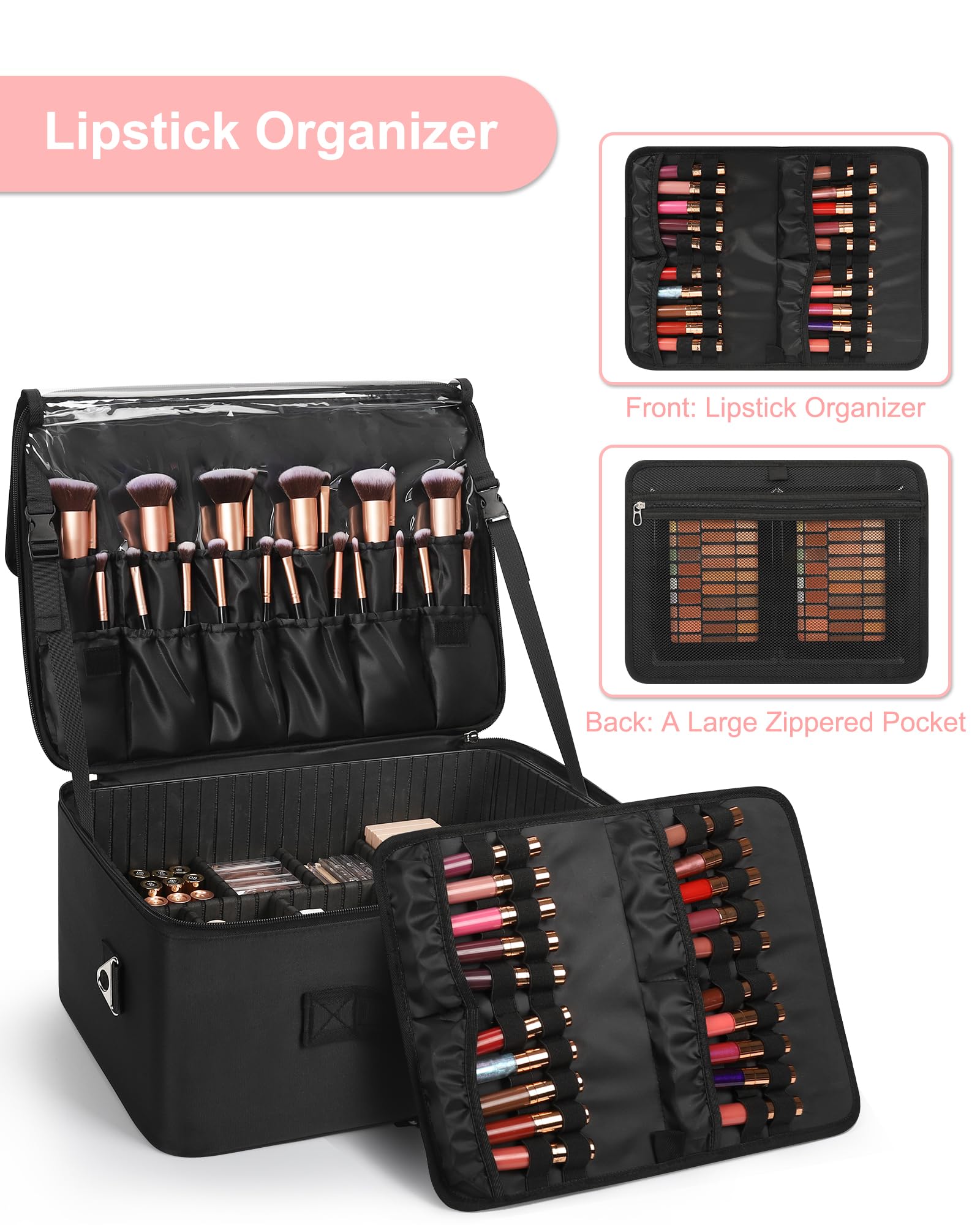 Relavel four clear bags keep makeup components sorted and accessible