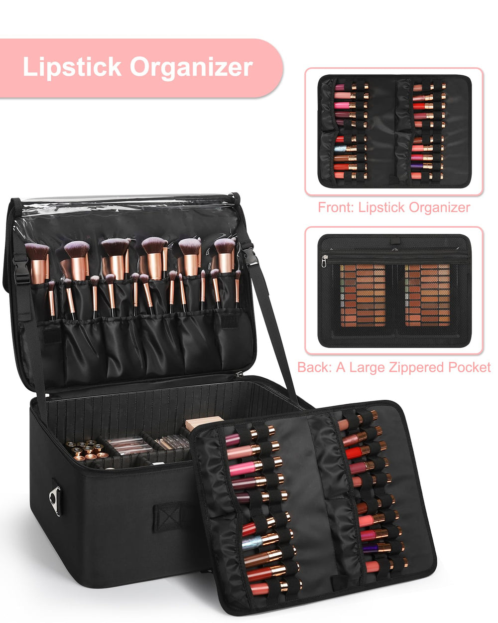 Relavel four clear bags keep makeup components sorted and accessible