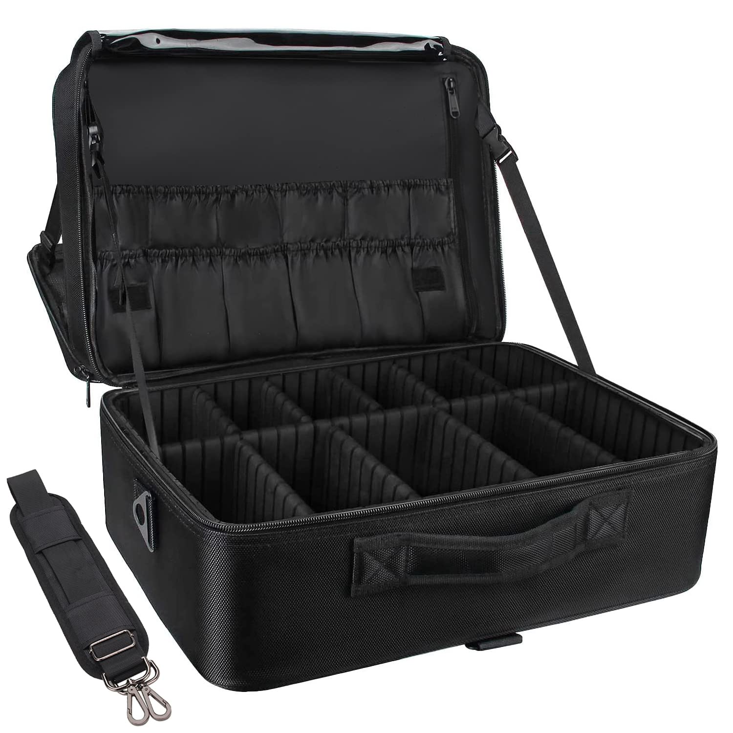 Relavel extra large makeup case front view, efficient travel organization