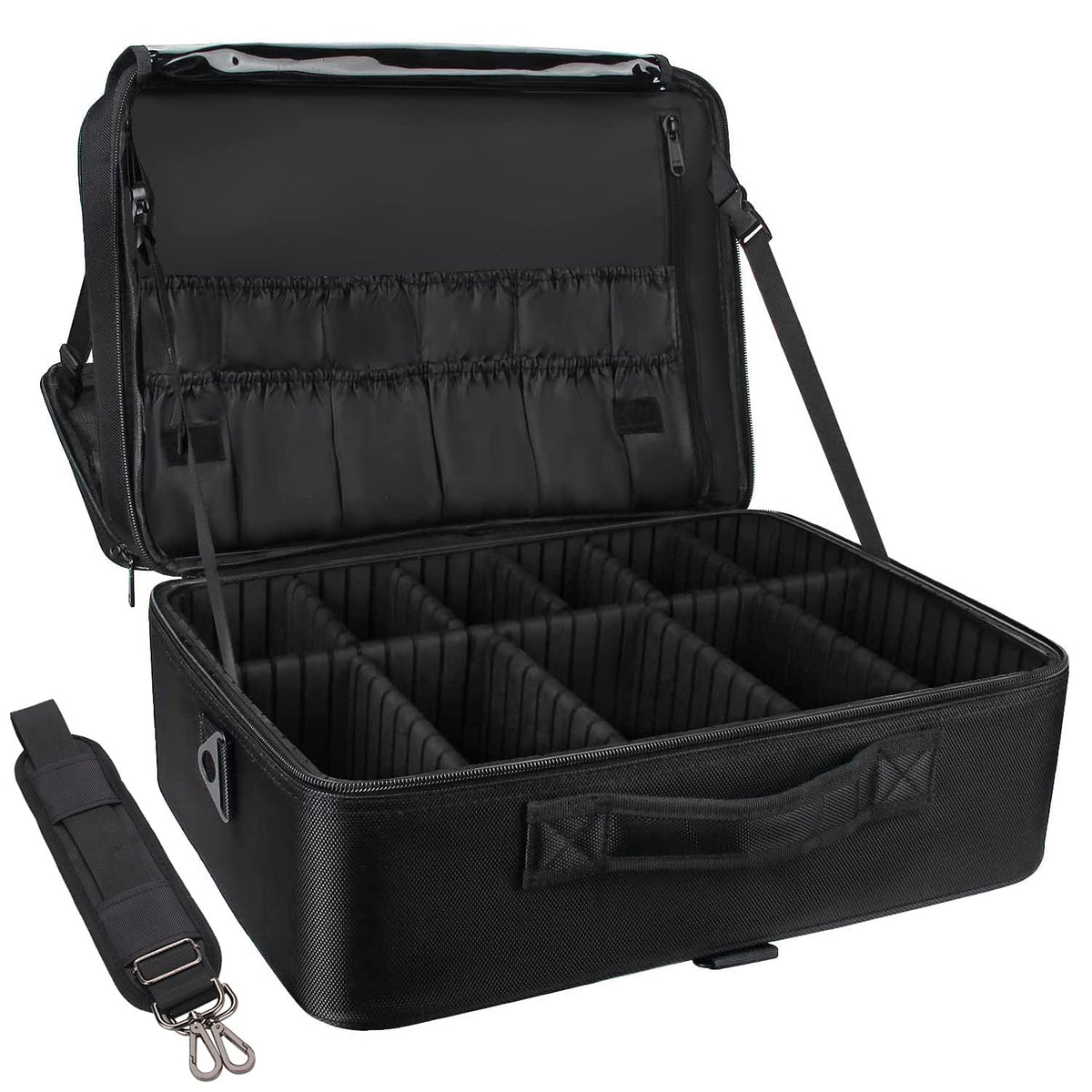 Relavel extra large makeup case front view, efficient travel organization