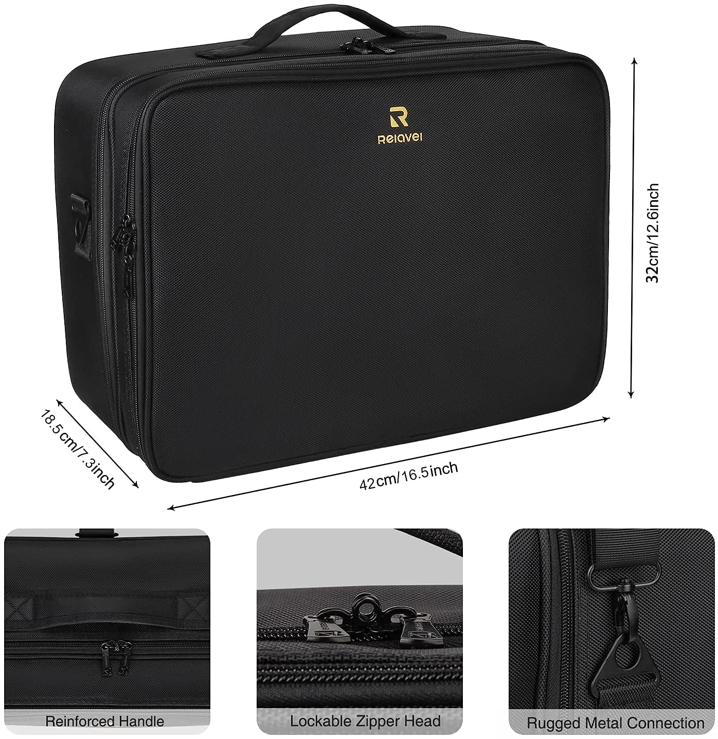 Relavel extra large makeup case open layout reveals organized compartments