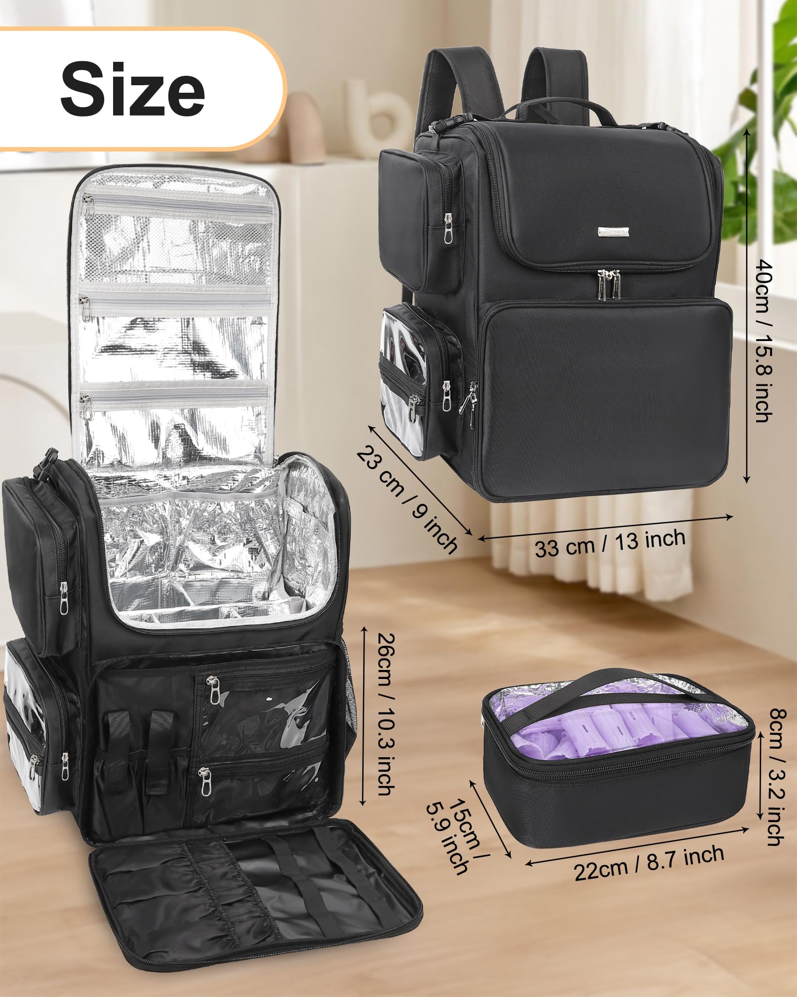 Relavel hair tools travel bag top handle and exterior features for easy lifting.