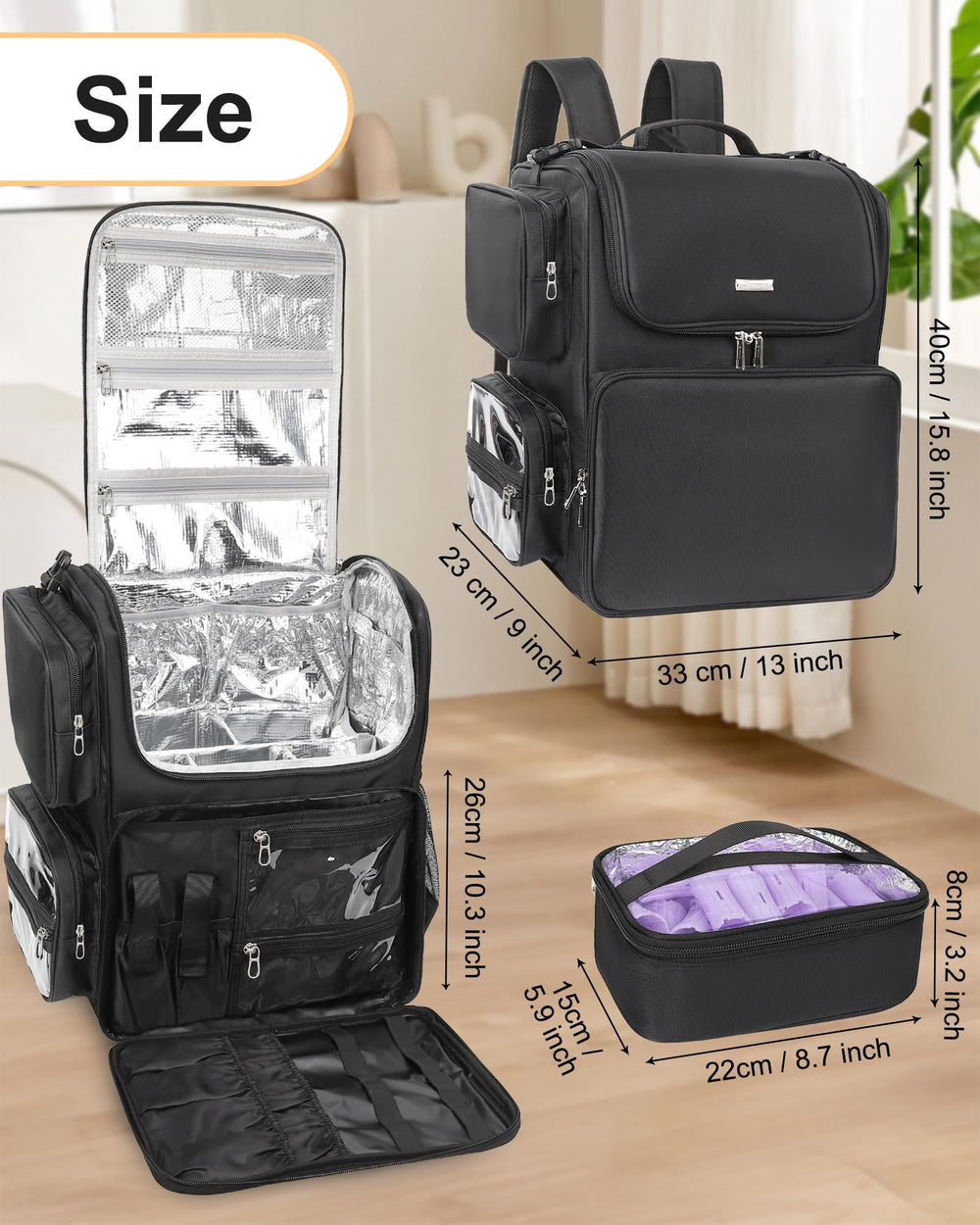 Relavel hair tools travel bag top handle and exterior features for easy lifting.