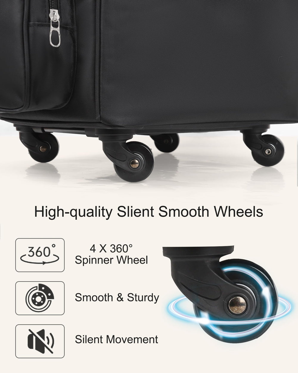 Relavel hairstylist bag with four wheels enables smooth, effortless airport transitions.