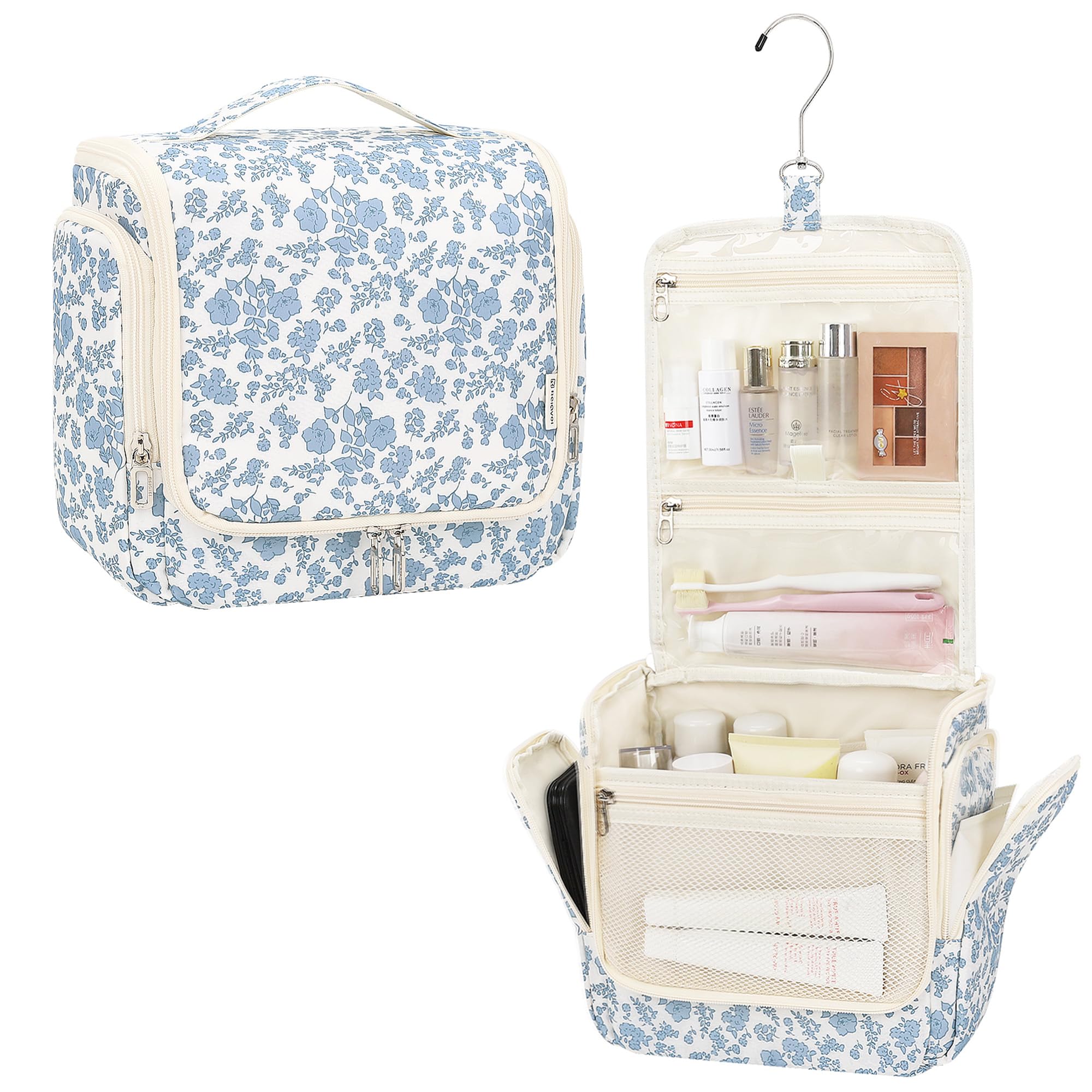 Relavel Hanging Toiletry Bag closed view shows compact travel storage and portability.