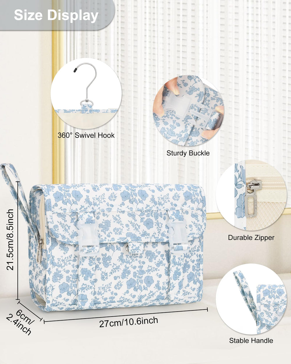 Relavel Hanging Toiletry Bag interior reveals four compartments for organization.