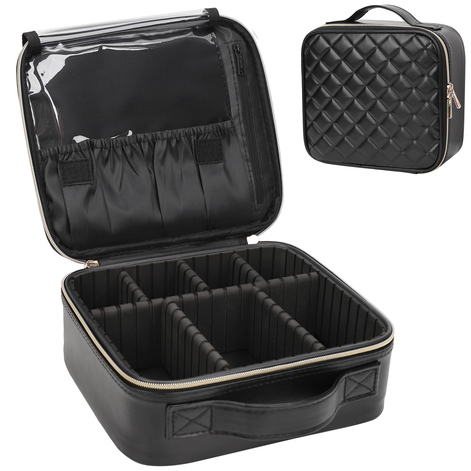 Relavel makeup bag front view highlighting travel-ready storage for cosmetics and accessories