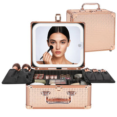 Relavel makeup bag LED mirror in rose gold for on-the-go makeup checks