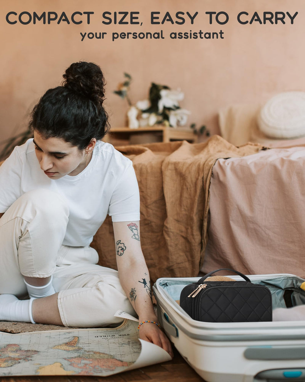 Relavel makeup bag lightweight and portable for office or travel