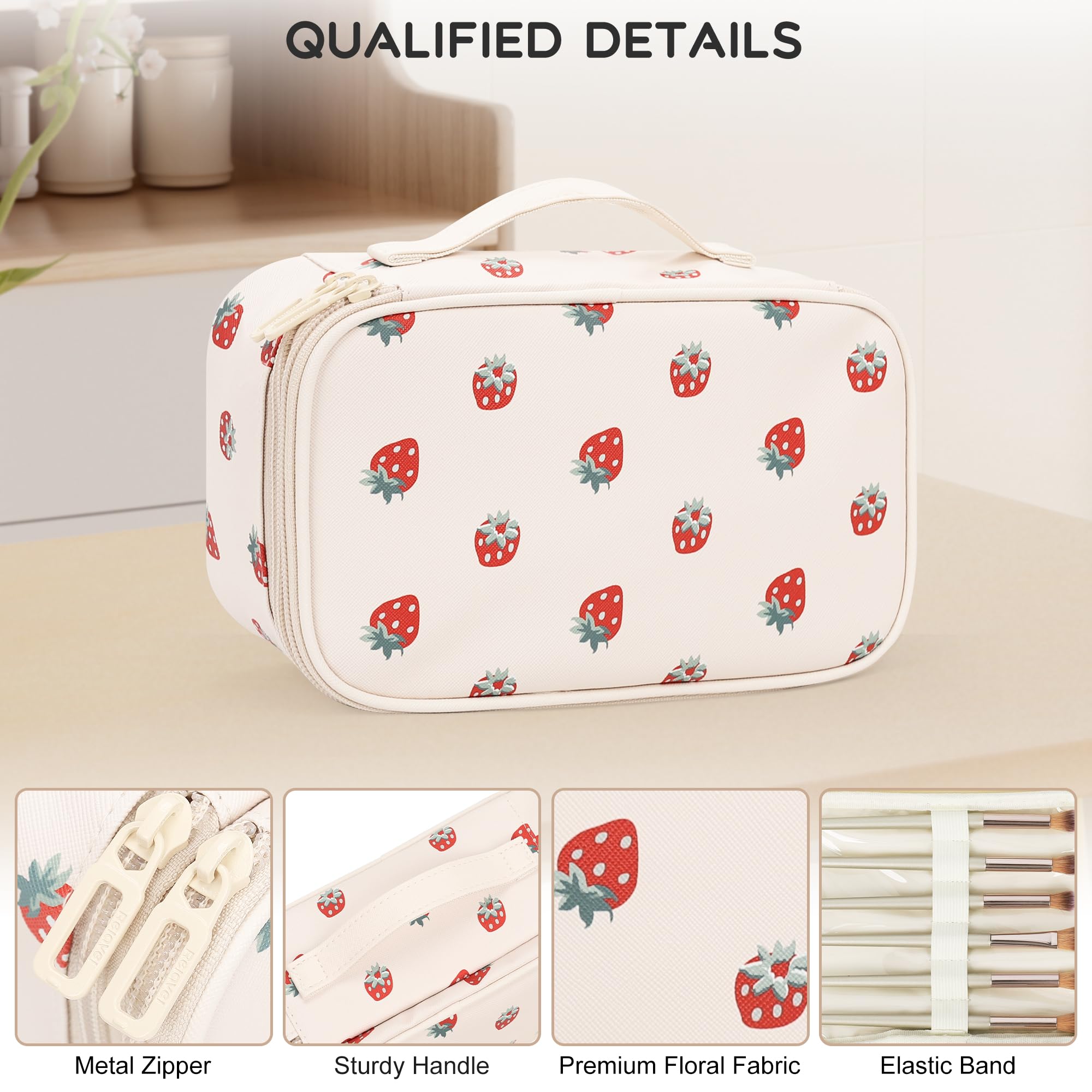 Relavel makeup bag brush holder stores brushes securely for quick touchups