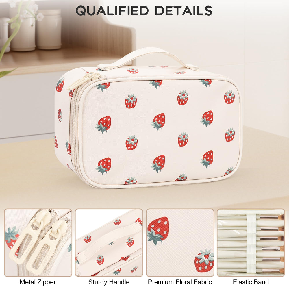 Relavel makeup bag brush holder stores brushes securely for quick touchups