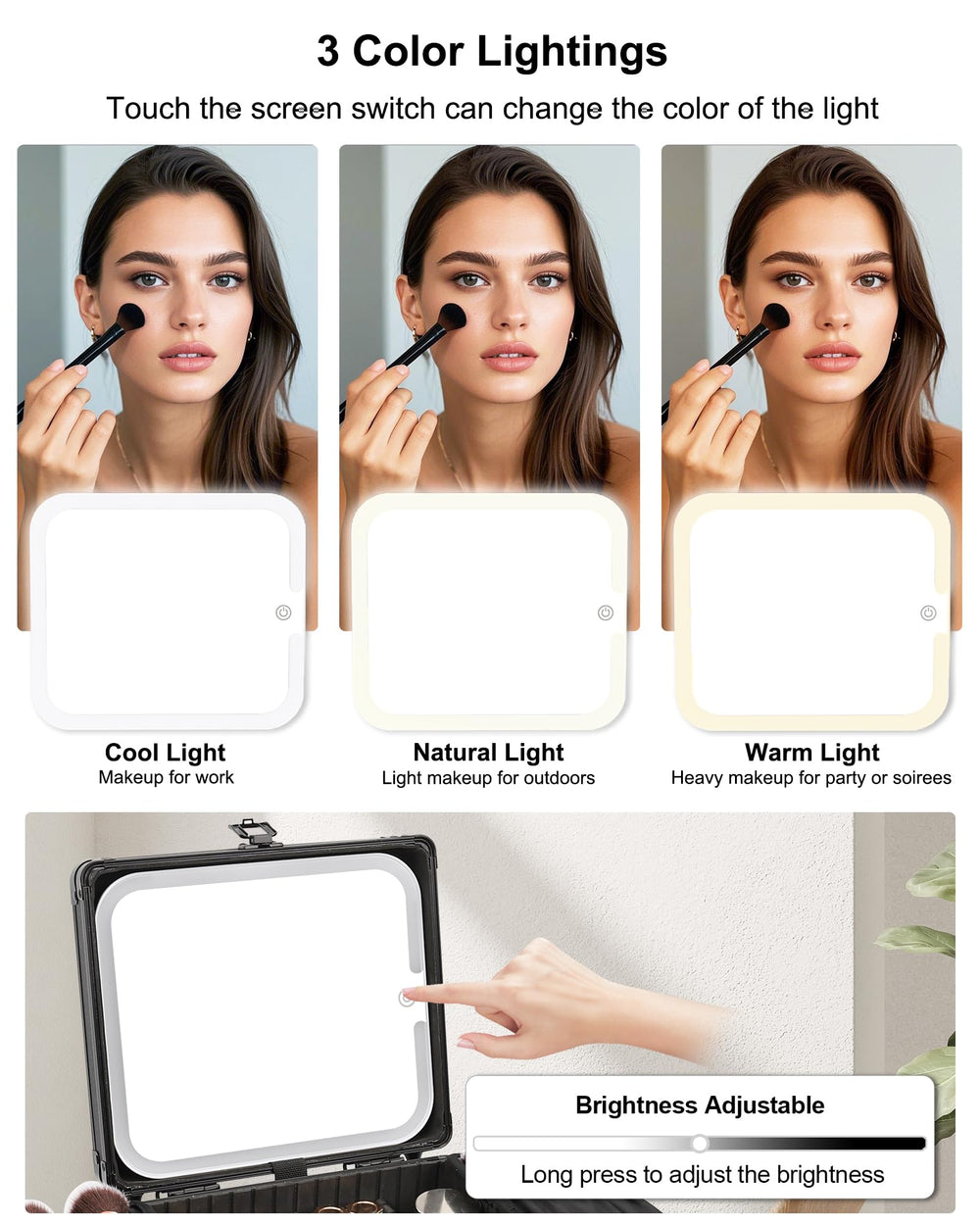 Relavel makeup bag with movable partitions for flexible storage