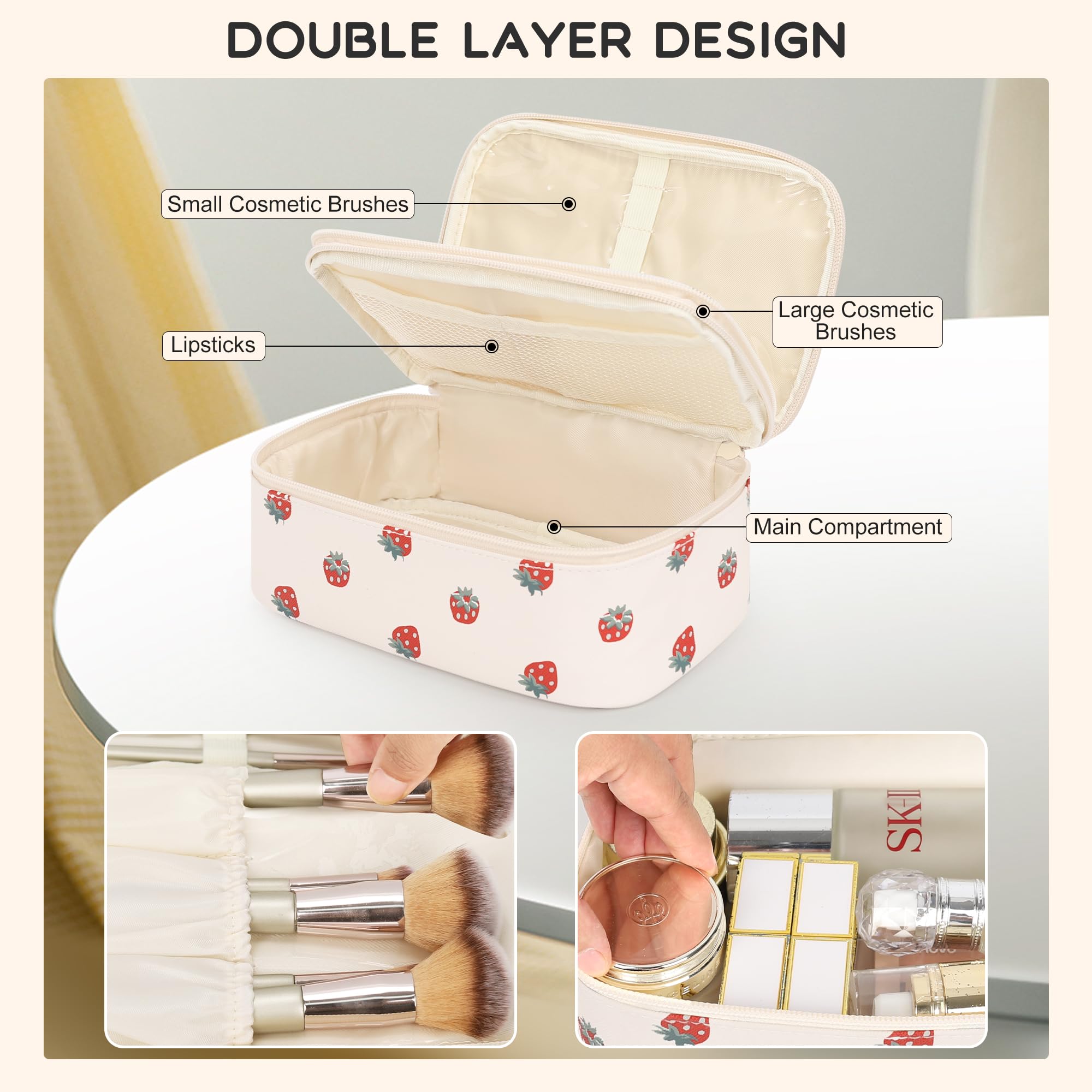Relavel makeup bag separate compartments keep items neat during travel