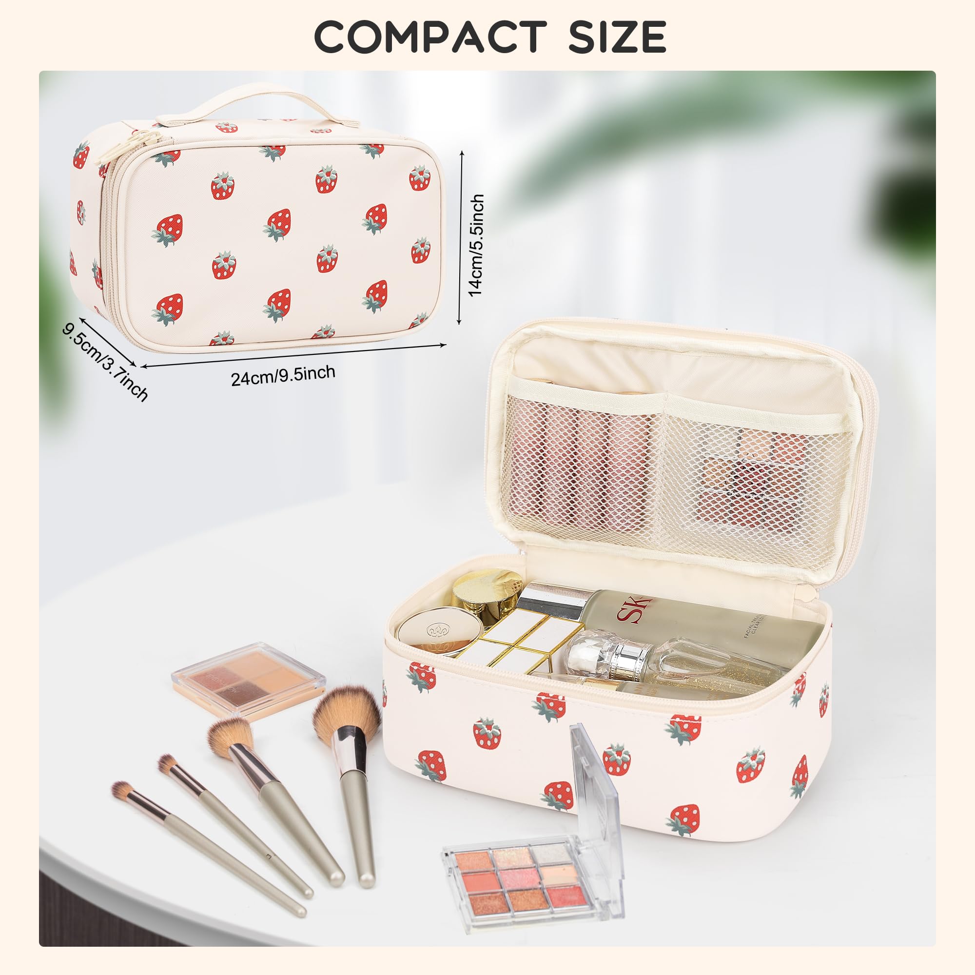 Relavel makeup bag two-layer organization for easy access to cosmetics