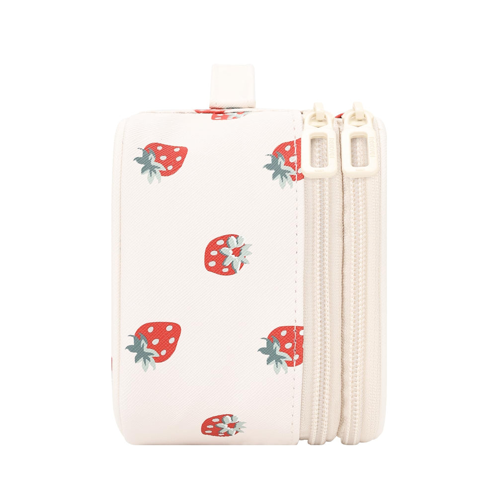 Relavel makeup bag white-straberry design adds stylish storage