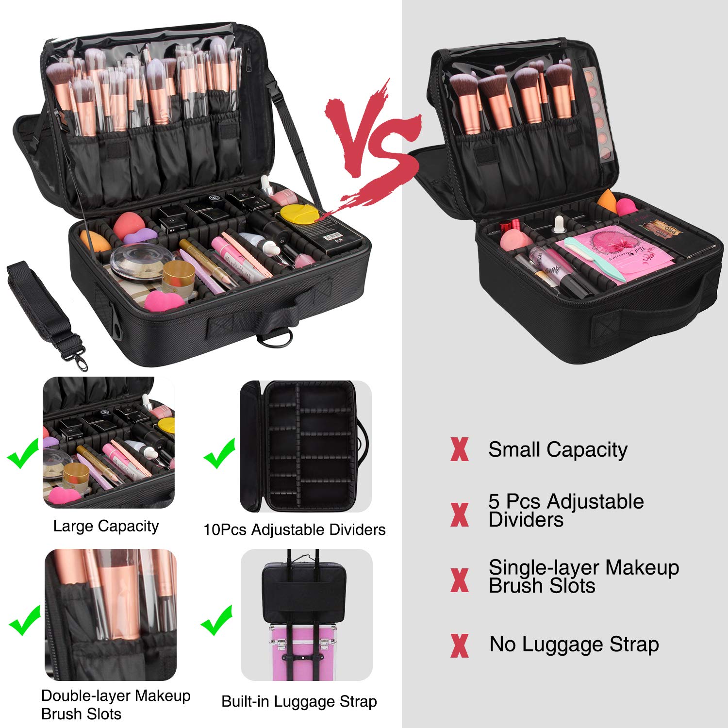 Relavel makeup brush slots with protective cover keep brushes clean and organized.