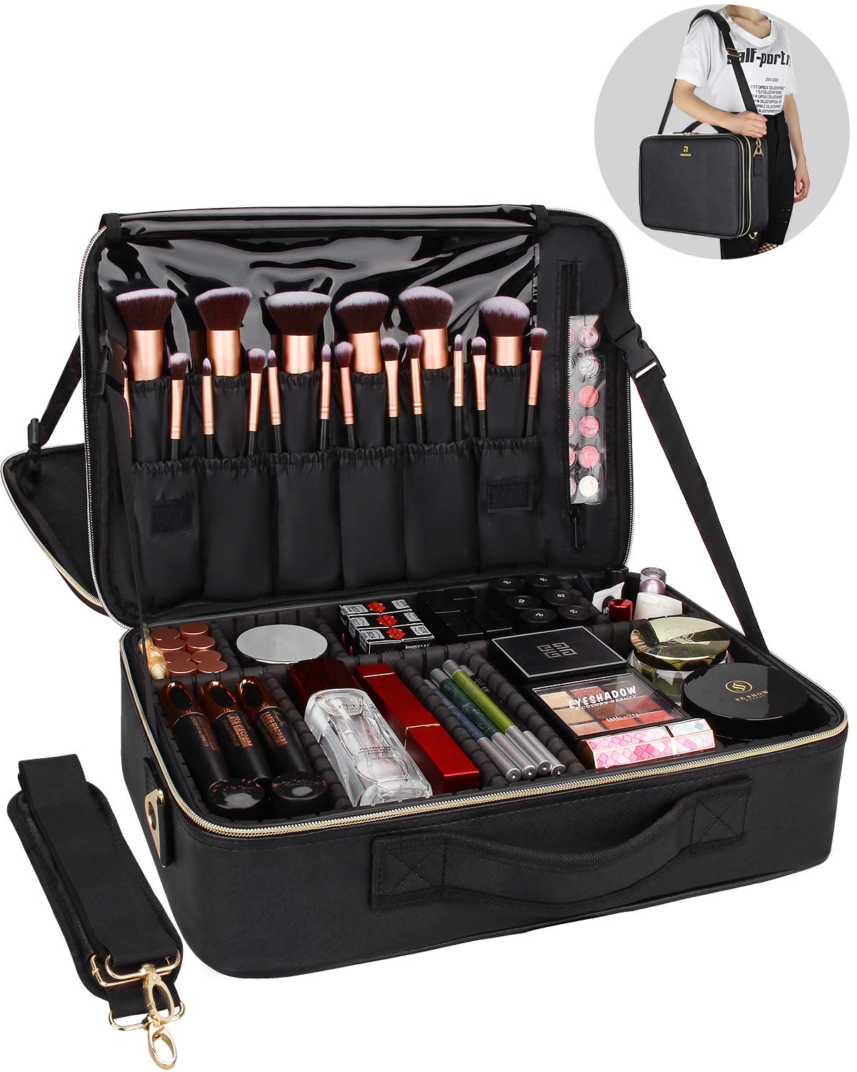 Relavel makeup case adjustable dividers for customizable space