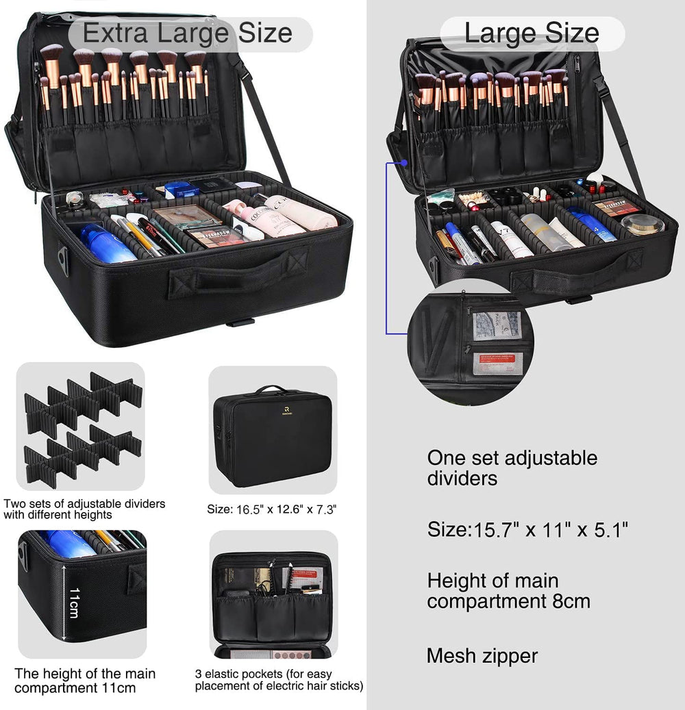 Relavel makeup case with adjustable dividers for customizable space