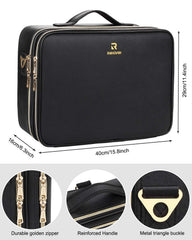 Relavel makeup case with shoulder strap for hands free transport