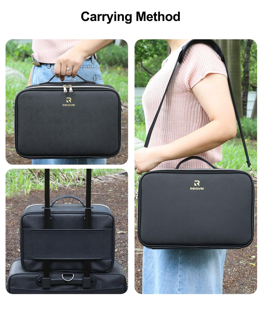 Relavel makeup train case 2000mAh battery powers mirror for days