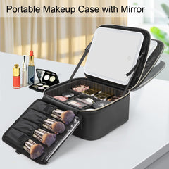 Relavel train case with detachable partitions for customizable storage.