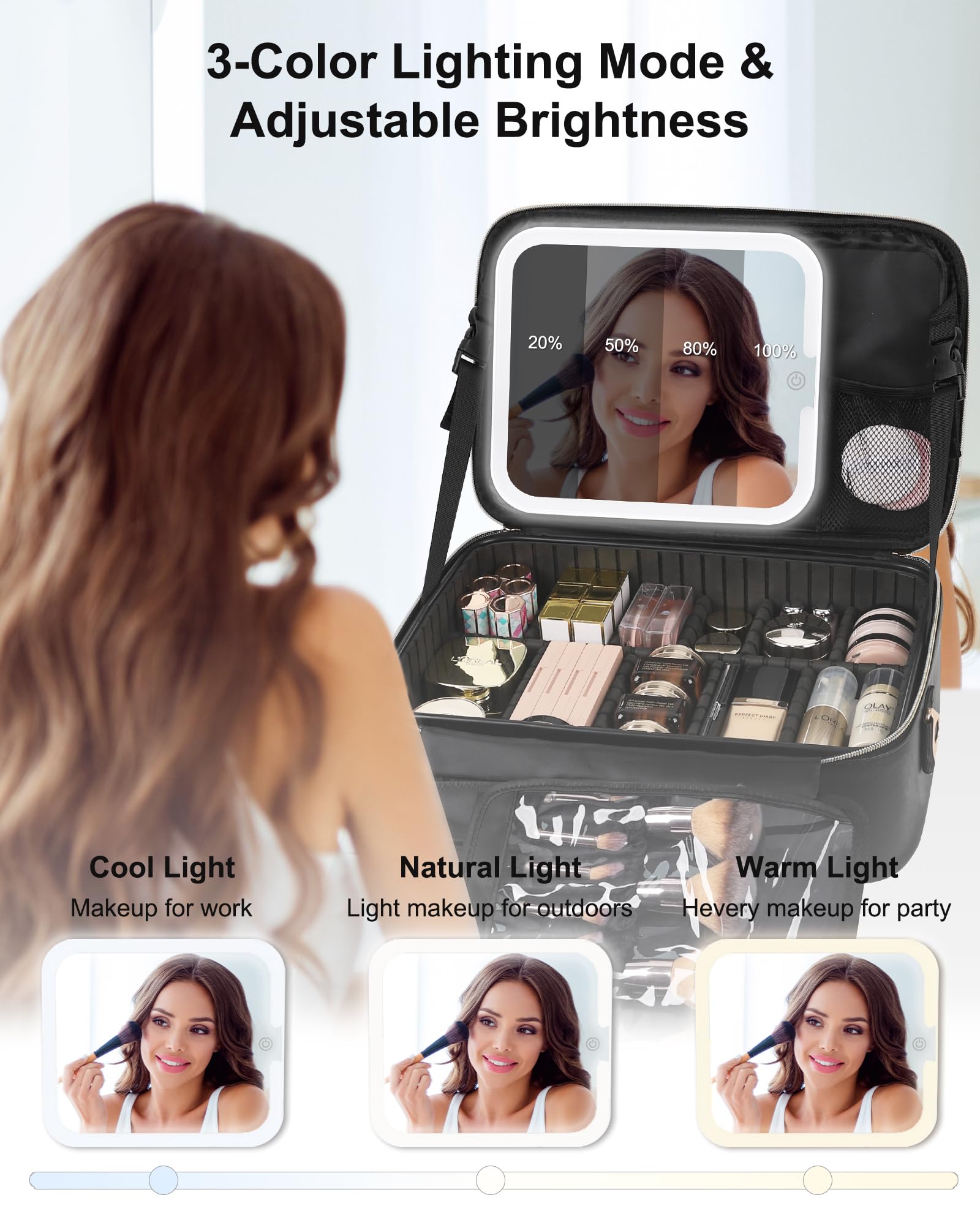Relavel makeup train case detachable storage box keeps cosmetics organized on the go