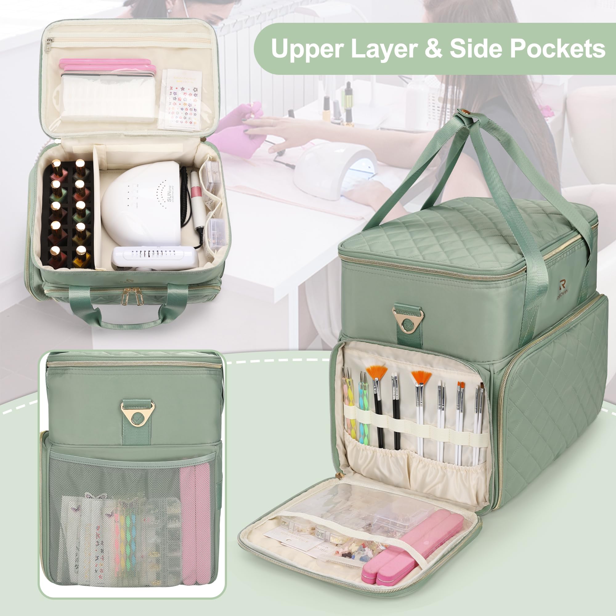 Relavel Nail Polish Organizer upper layer detail shows lamp space separation