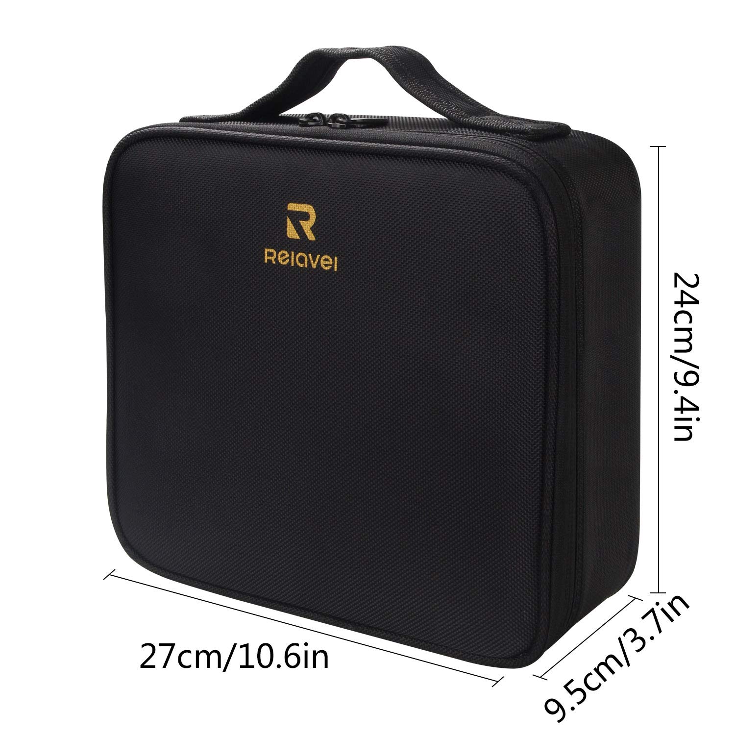 Relavel oxford fabric case offers durable protection for brushes and palettes.