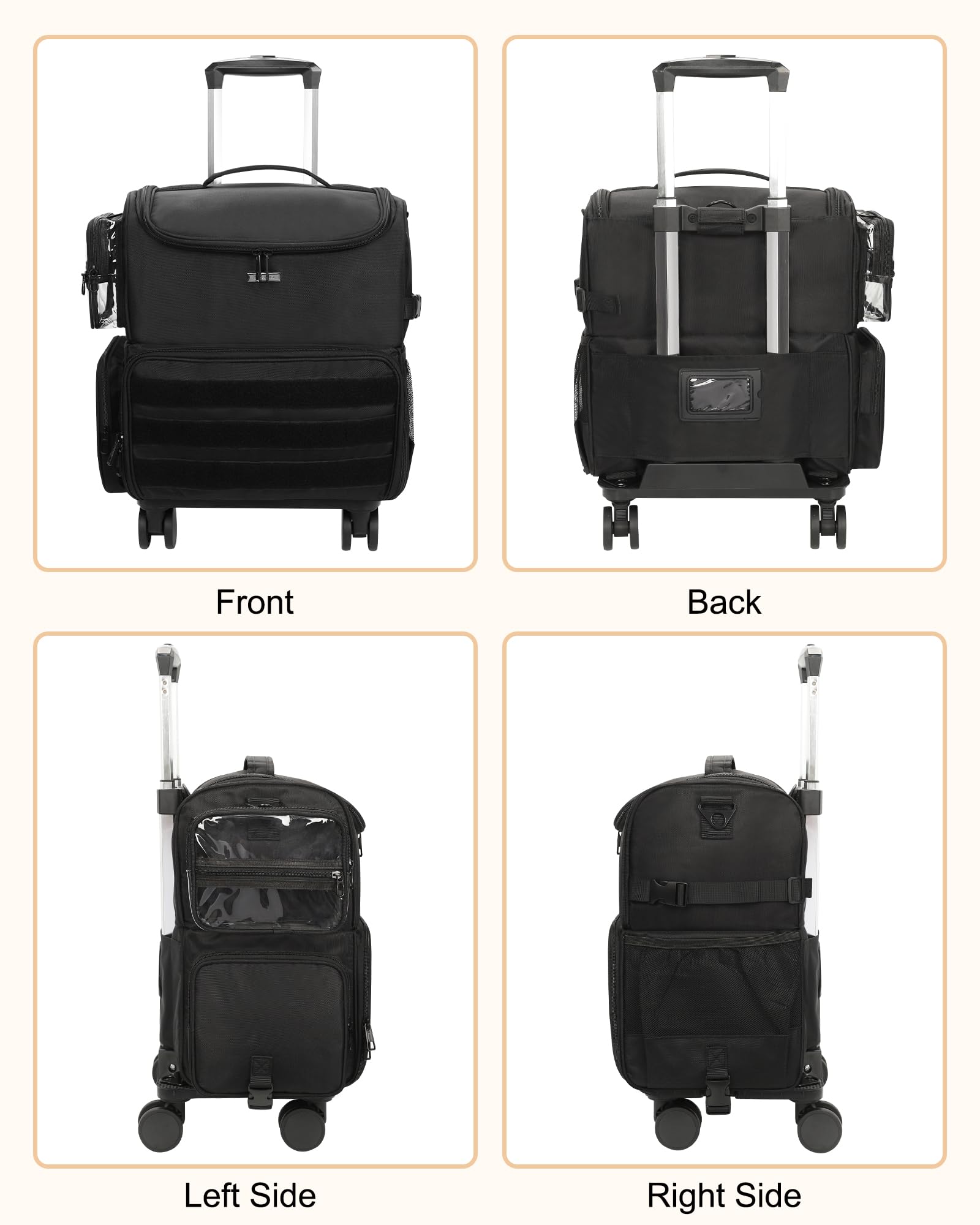 Relavel rolling makeup train case locking handle ensures secure transport.