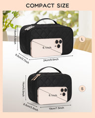 Relavel small makeup bag with brush compartments for organized tools