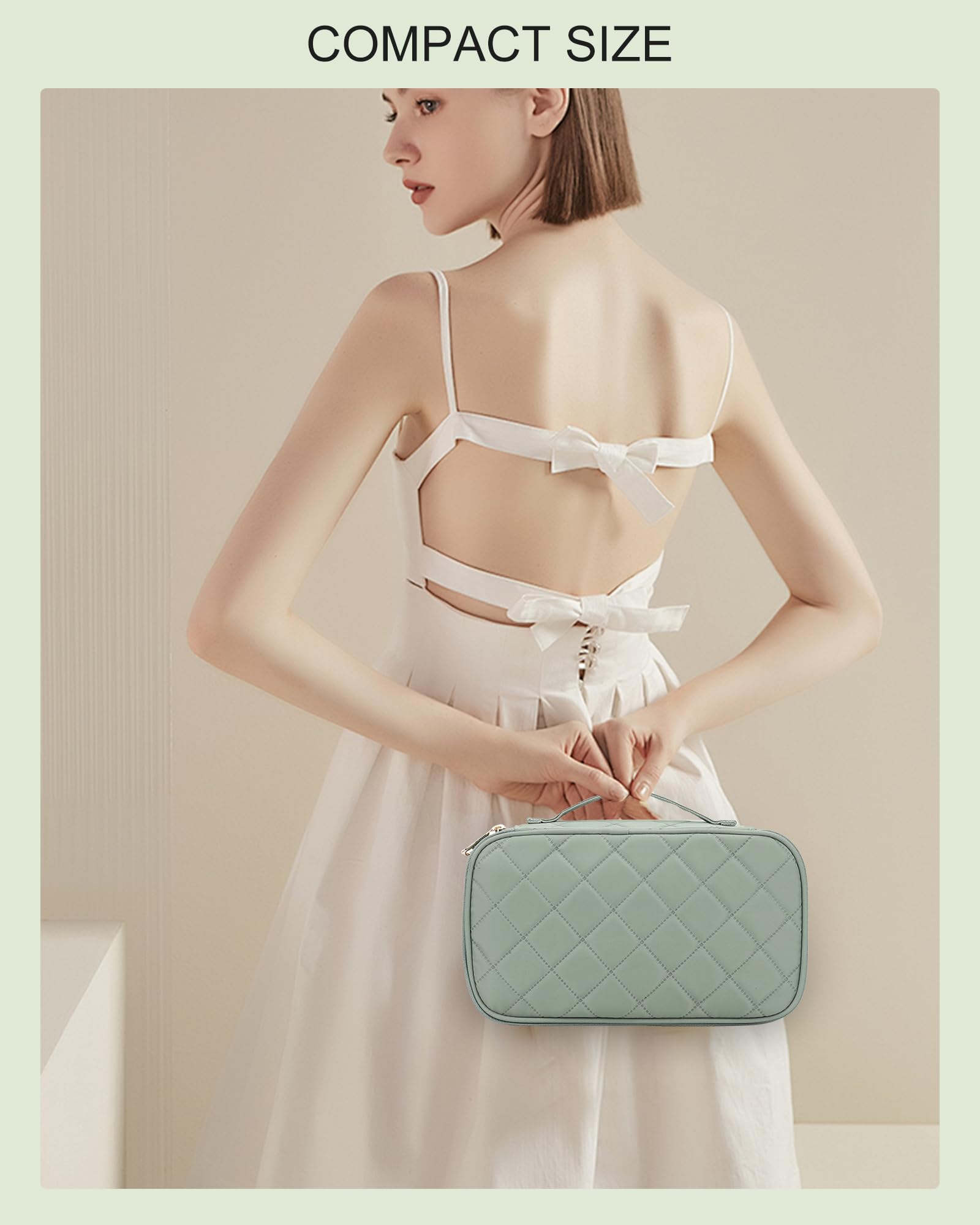 Relavel small makeup bag green color evokes fresh, clean travel vibes