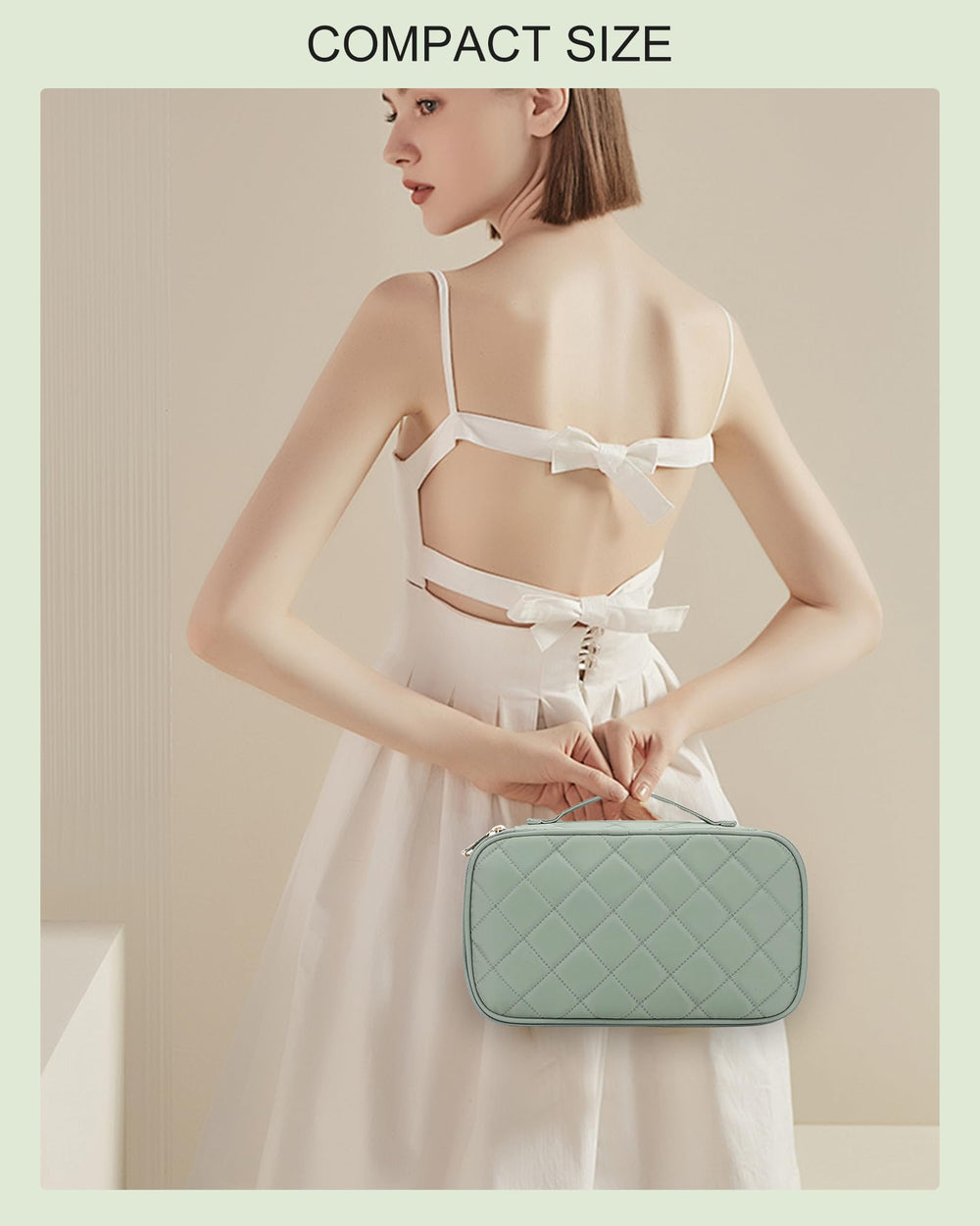 Relavel small makeup bag green color evokes fresh, clean travel vibes