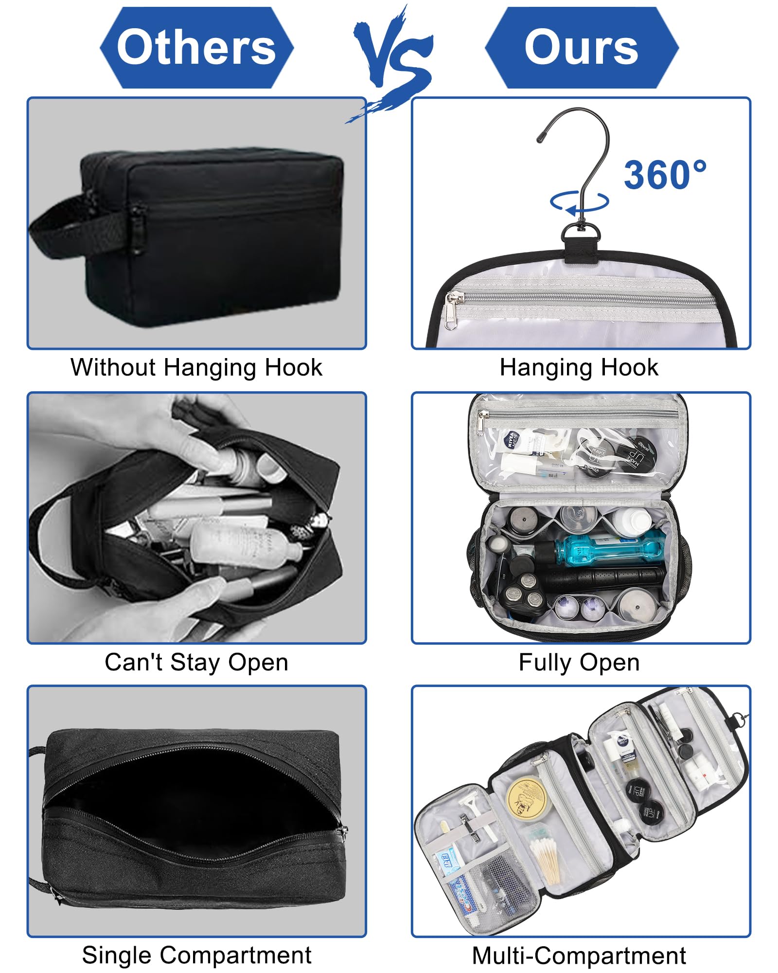 Relavel clear zip pockets organize accessories for quick access.