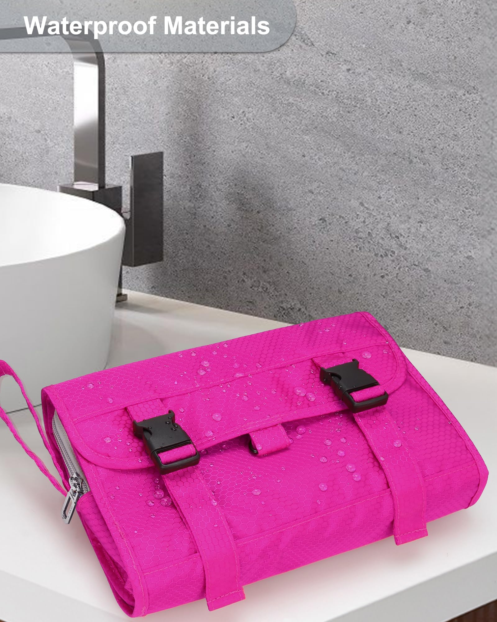 Relavel toiletry bag folded compact highlights space-saving design for carry-on packing