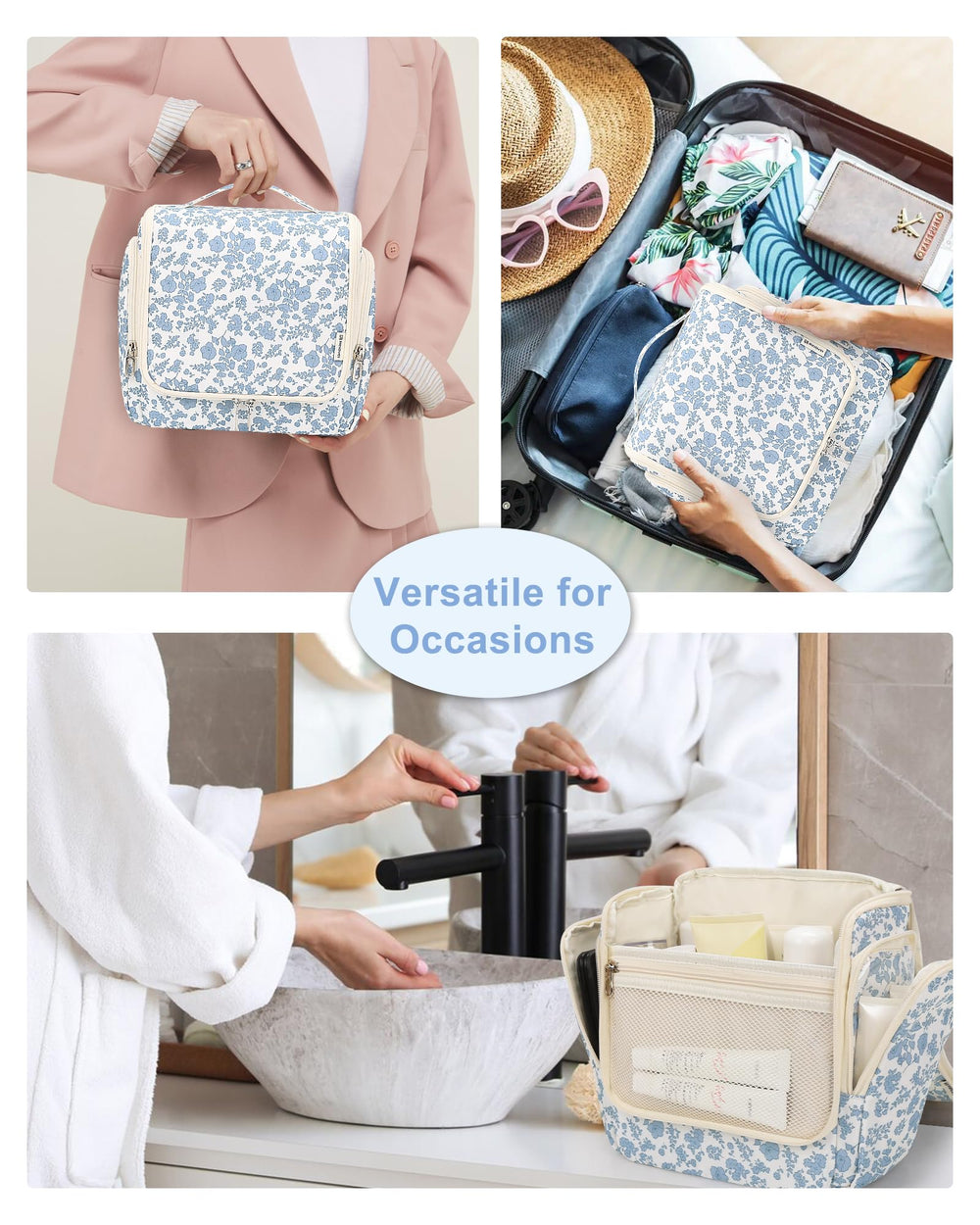 Relavel Hanging Toiletry Bag full-open main compartment for quick access to essentials.