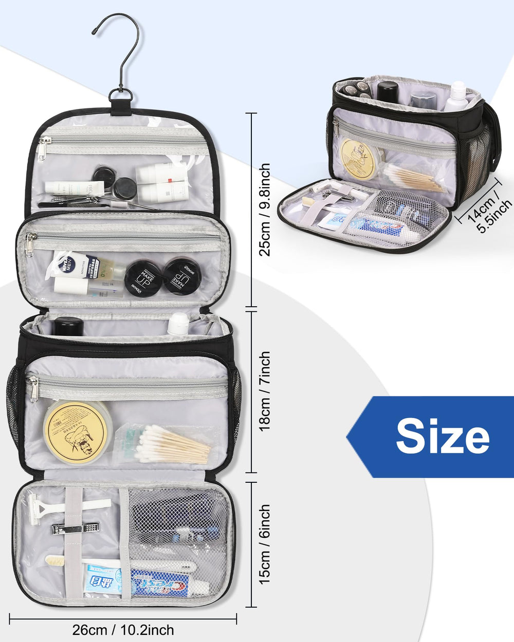 Relavel side pockets store small items without clutter.