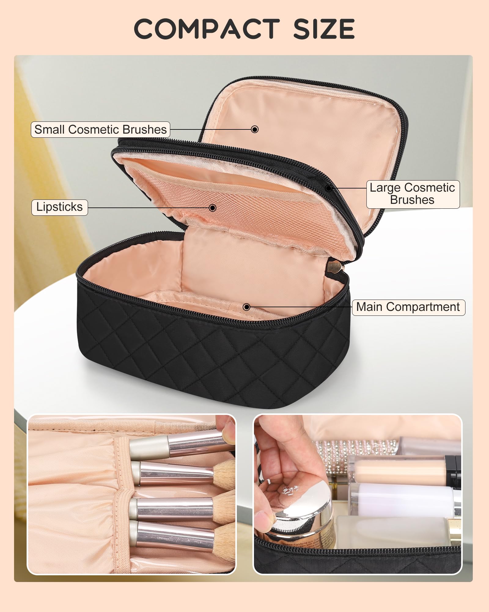 Relavel travel cosmetic bag in compact form for quick trips