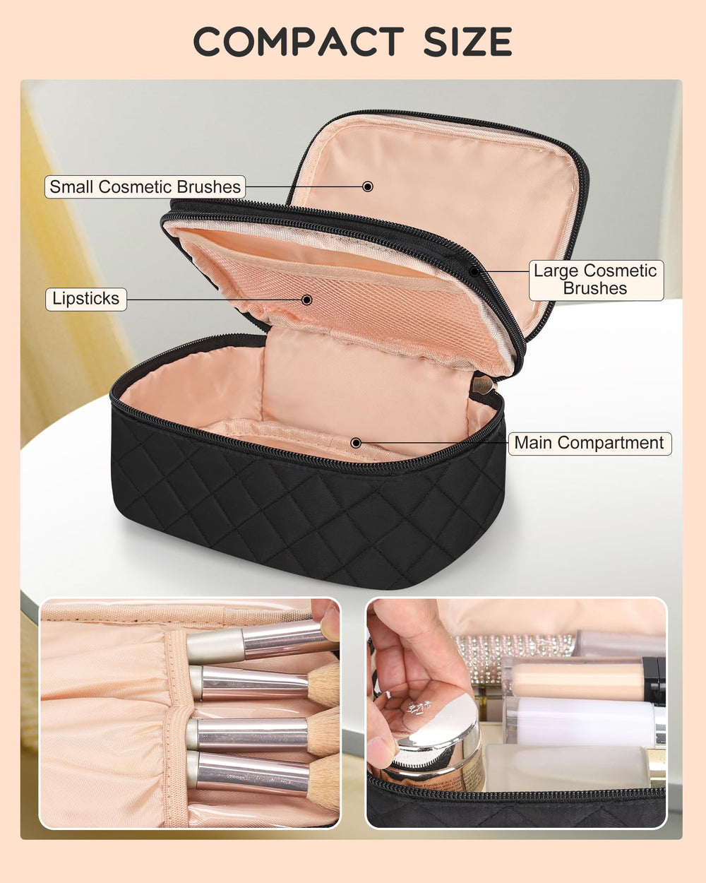 Relavel travel cosmetic bag in compact form for quick trips