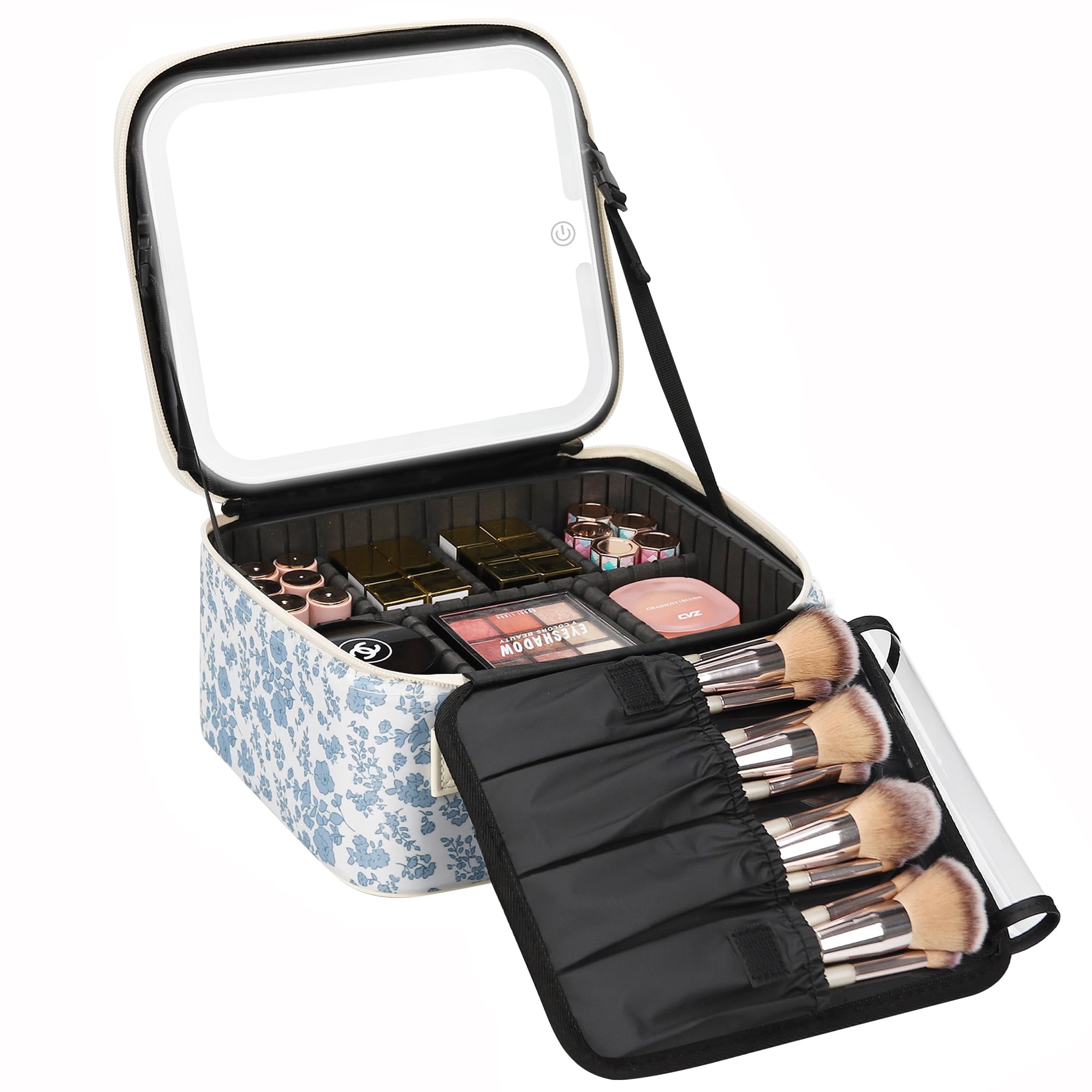 Relavel travel makeup bag with LED mirror offers three-color lighting for touch-ups