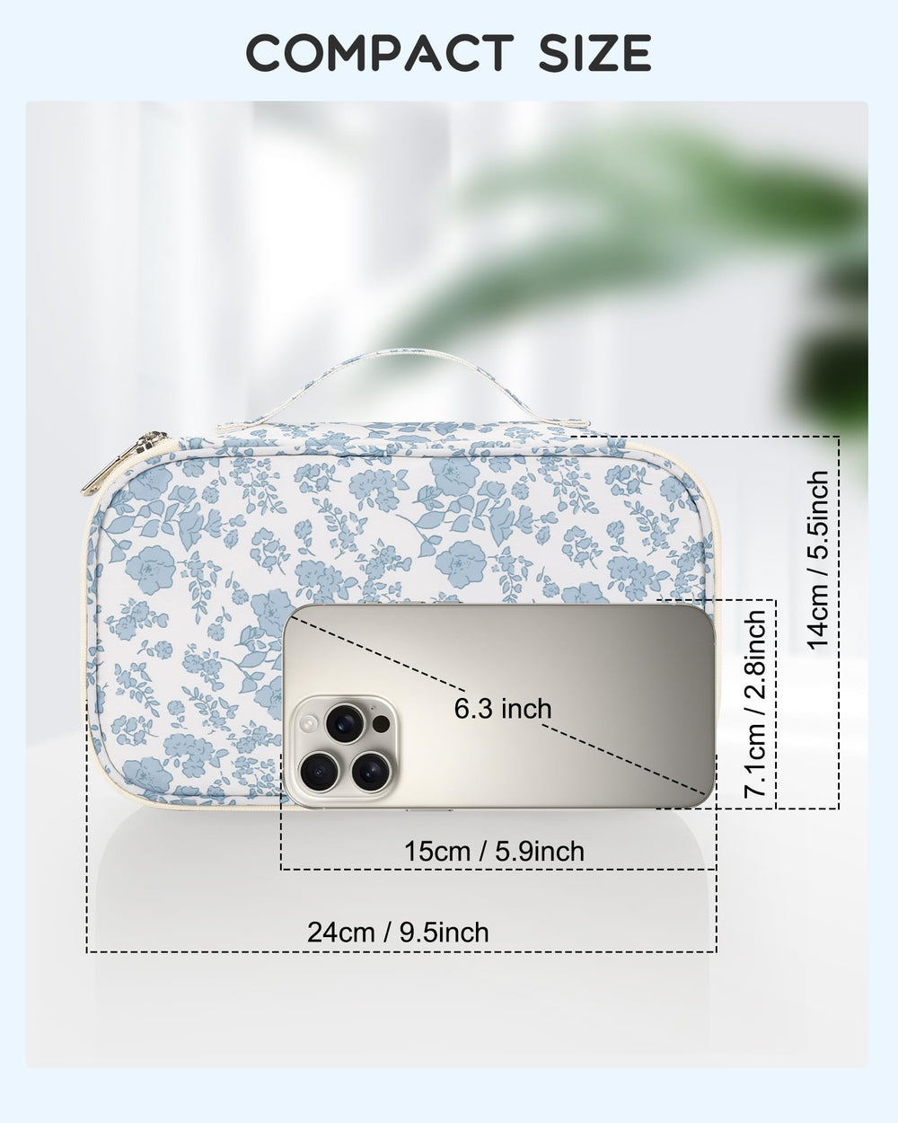 Relavel travel makeup bag opened to first layer with brush holders and elastic slots