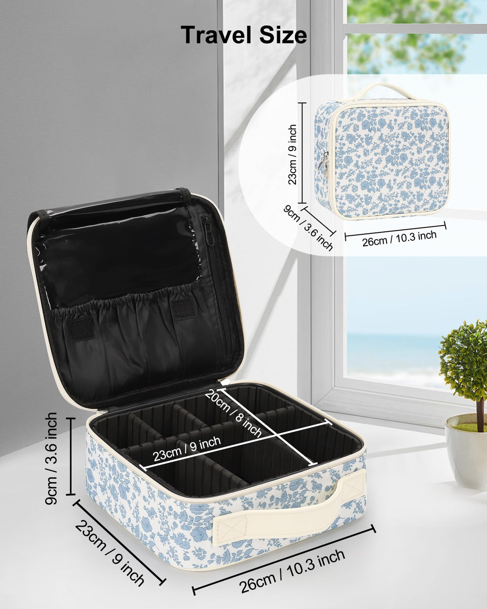 Relavel Travel Makeup Case dimensions fit luggage for travel