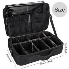 Relavel travel makeup case open compartments demonstrate adjustable dividers for precise storage.