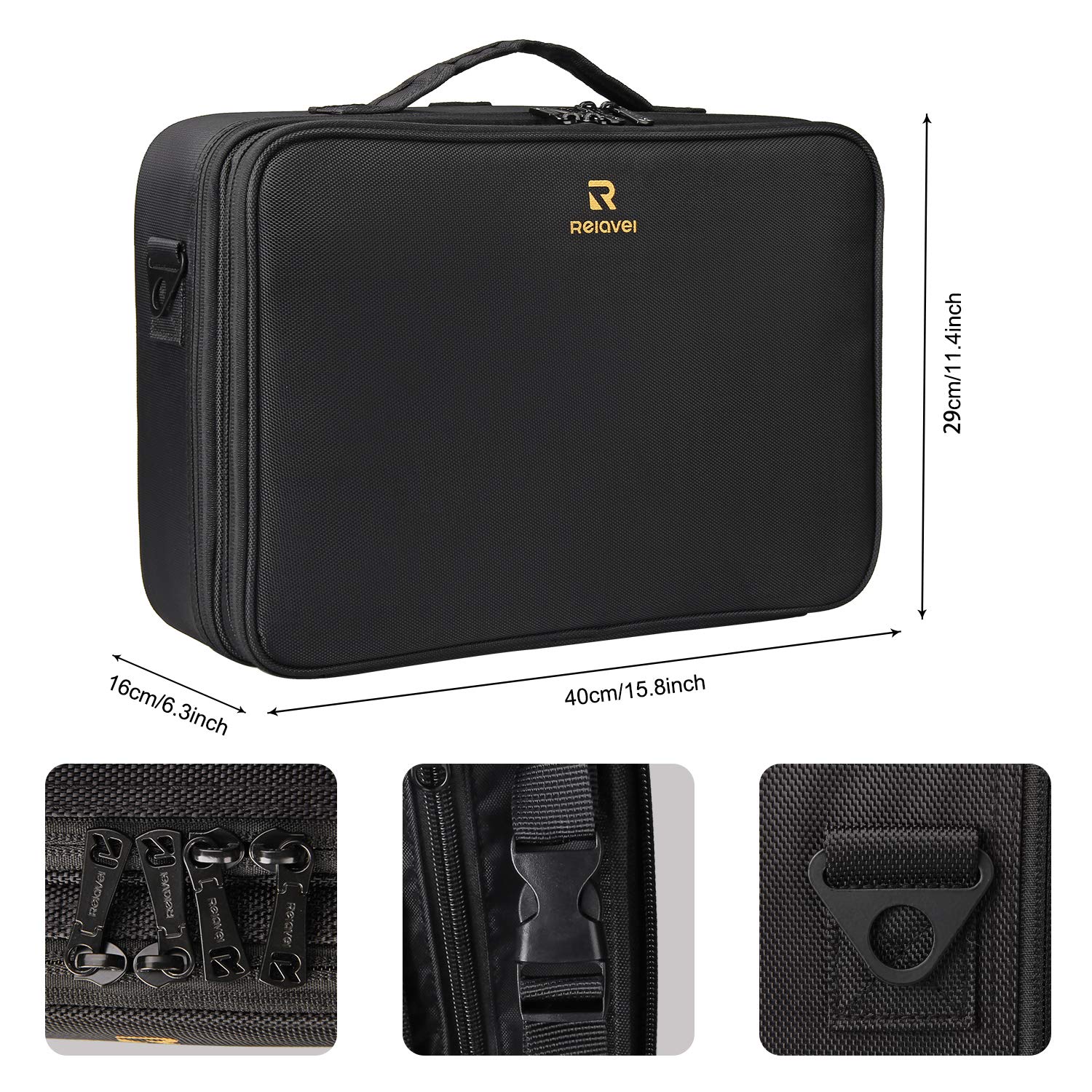 Relavel travel makeup train case adjustable dividers enable tidy, customizable makeup tool setup