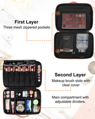 Relavel travel makeup train case brush slots keep brushes organized and accessible