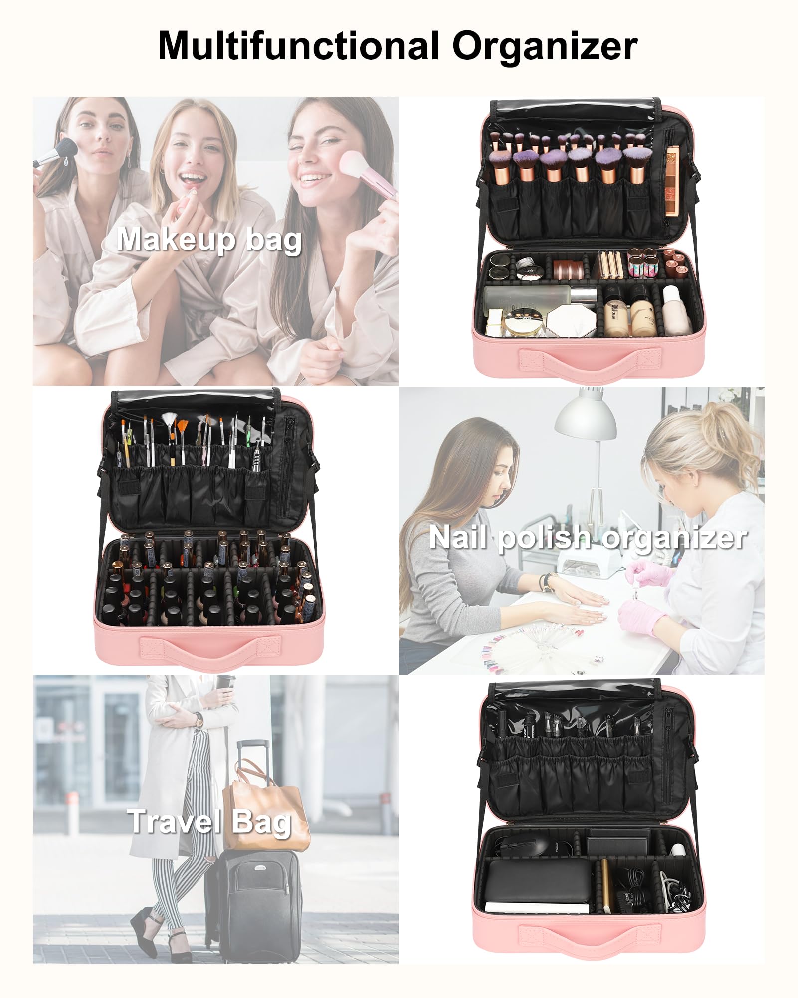 Relavel travel makeup train case dimensions 13.4 by 9 by 4.3 inches fit essentials