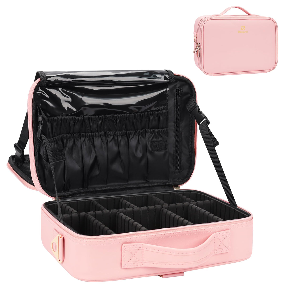 Relavel travel makeup train case exterior demonstrates durable built for organized packing