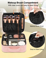 Relavel travel makeup train case interior detail—soft nylon lining and organized pockets.