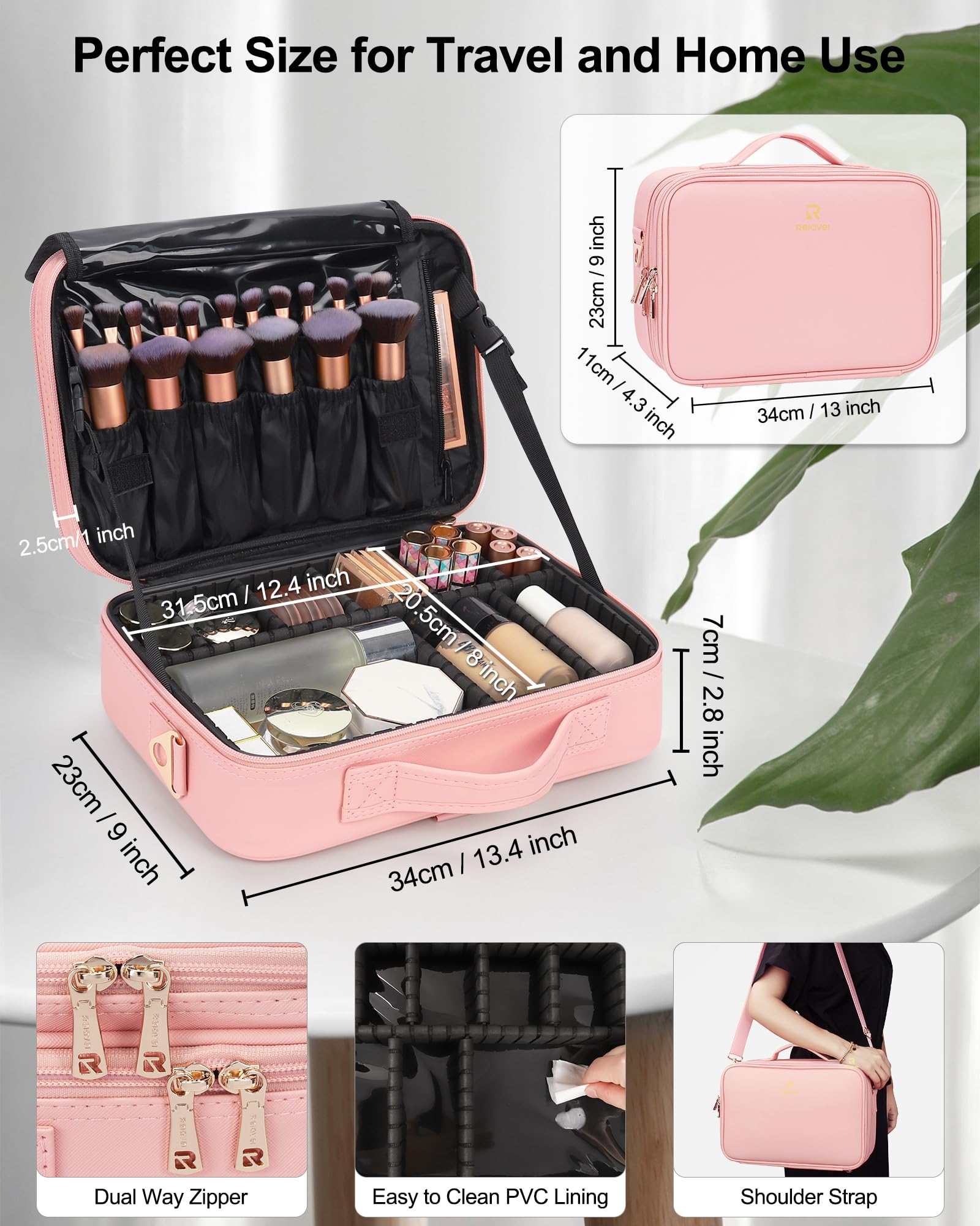 Relavel travel makeup train case lightweight design for effortless packing on the go