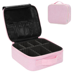Relavel travel makeup train case pink stripe closed for travel organization